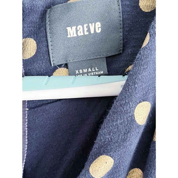 Anthro Maeve navy blue/gold polka dot swing dress XS - Picture 5 of 9